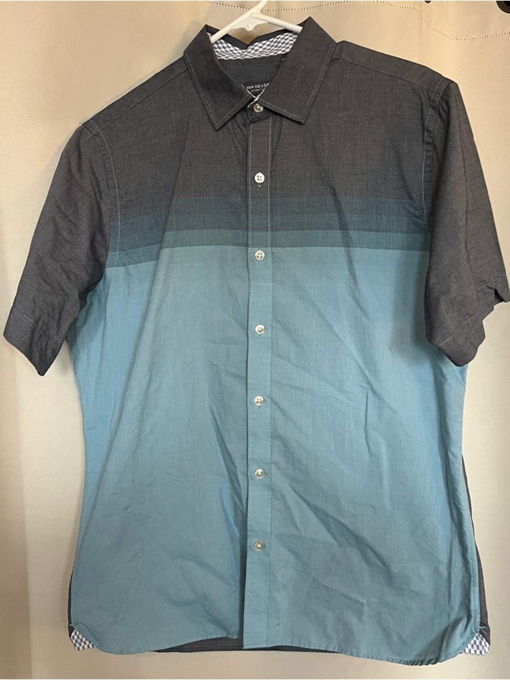 Van Heusen Men's Ombre Short Sleeve Button-Down Shirt - Charcoal & Light Blue